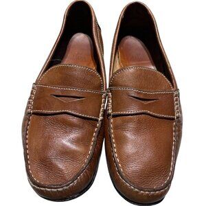 peter Miller Brown Leather Loafers Mens Casual Slip-On  8